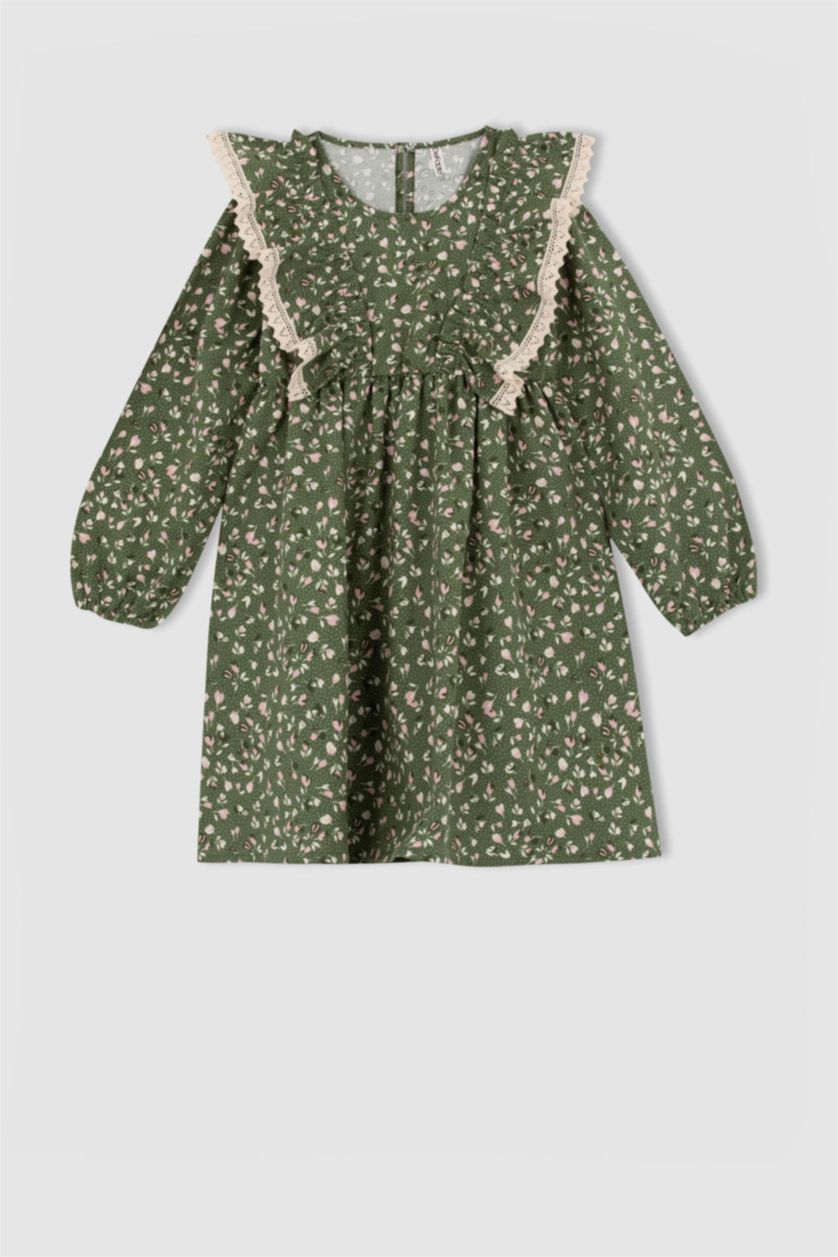 GIRLS & TEENS Green Long Sleeve Woven Dress