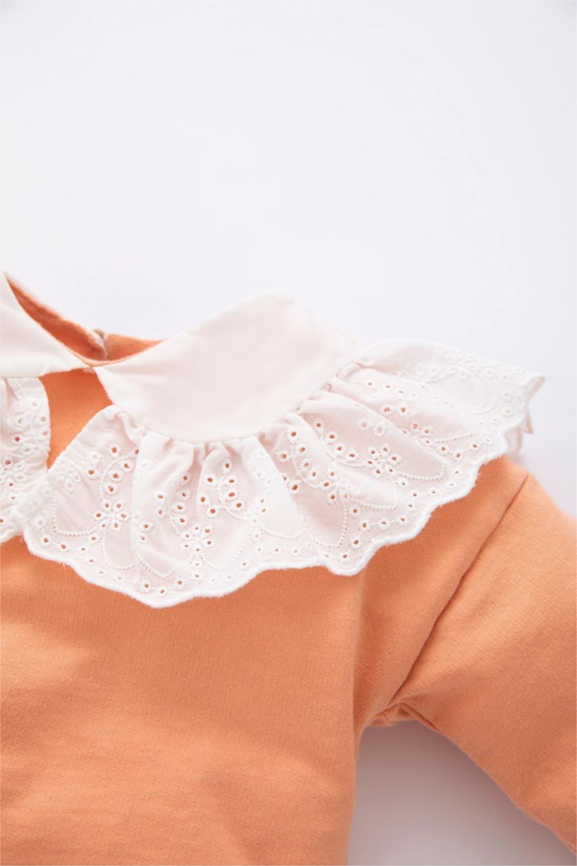 BABY GIRL Salmon  Baby Girl Regular Fit Big Collar Sweatshirt