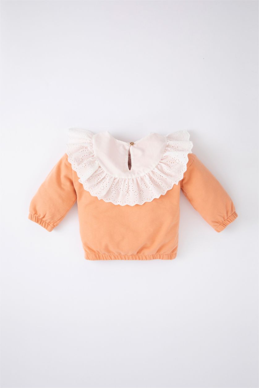 BABY GIRL Salmon  Baby Girl Regular Fit Big Collar Sweatshirt