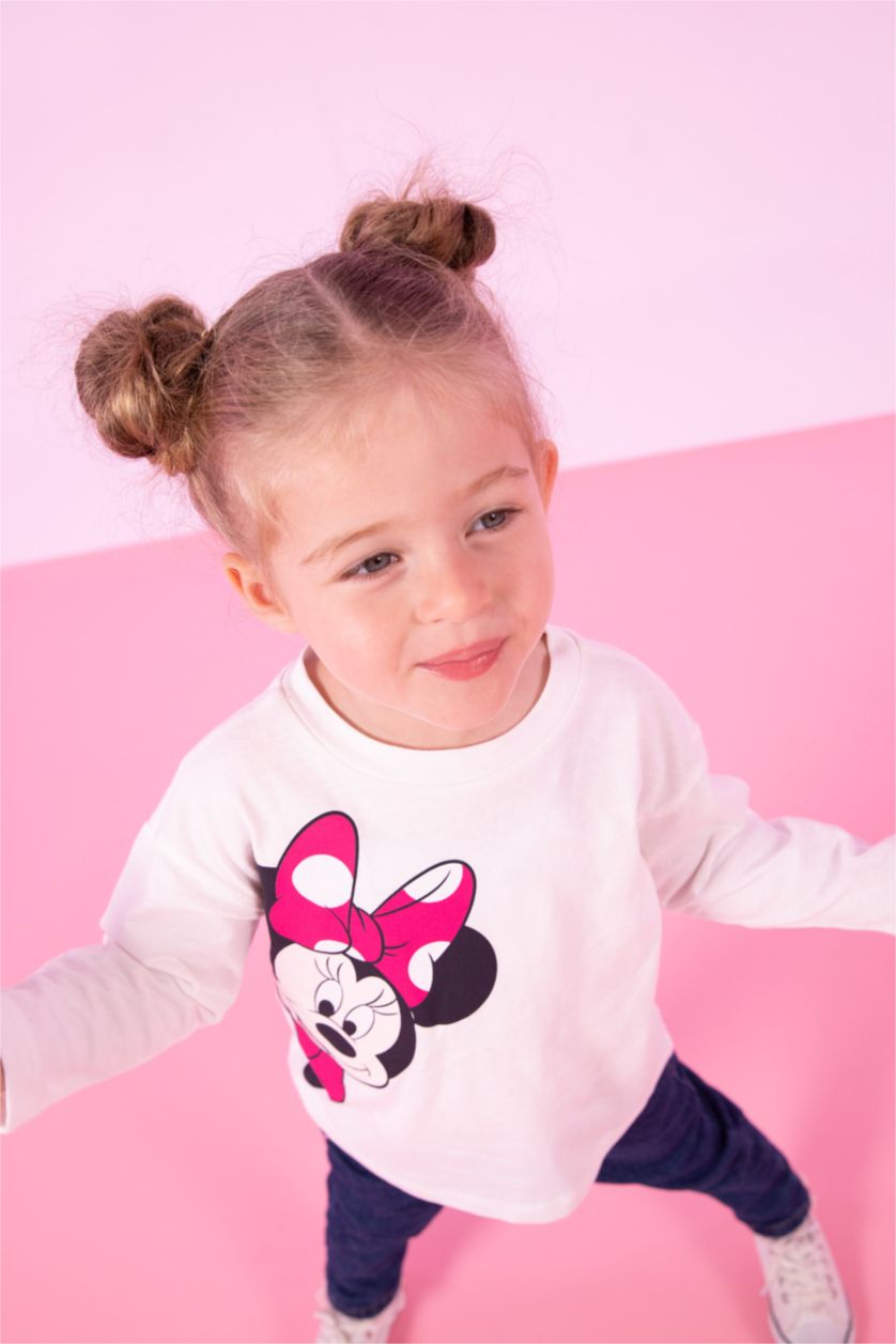 BABY GIRL Ecru Regular Fit Mickey & Minnie Licensed Long Sleeve T-Shirt