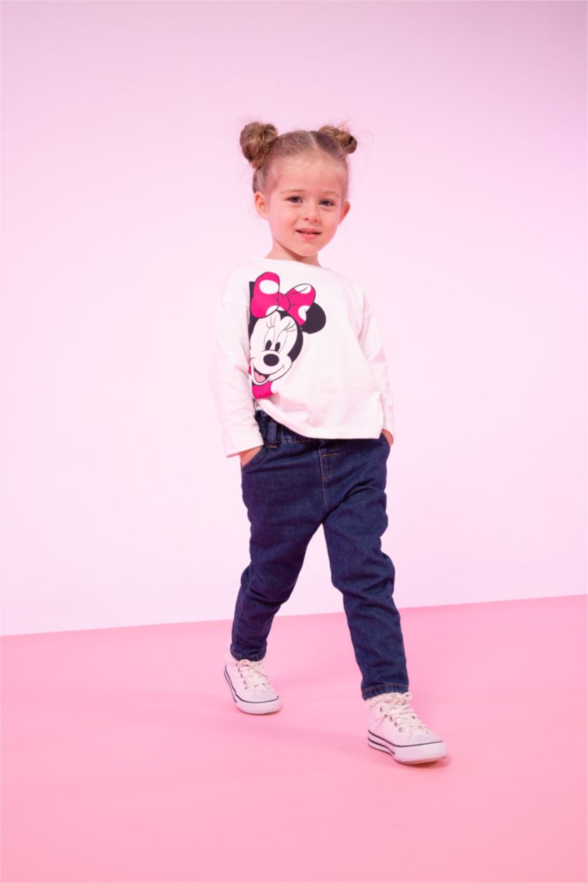 BABY GIRL Ecru Regular Fit Mickey & Minnie Licensed Long Sleeve T-Shirt