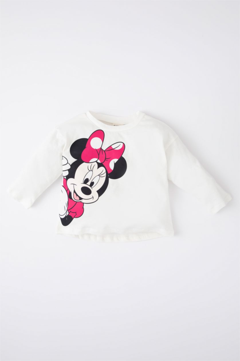 BABY GIRL Ecru Regular Fit Mickey & Minnie Licensed Long Sleeve T-Shirt
