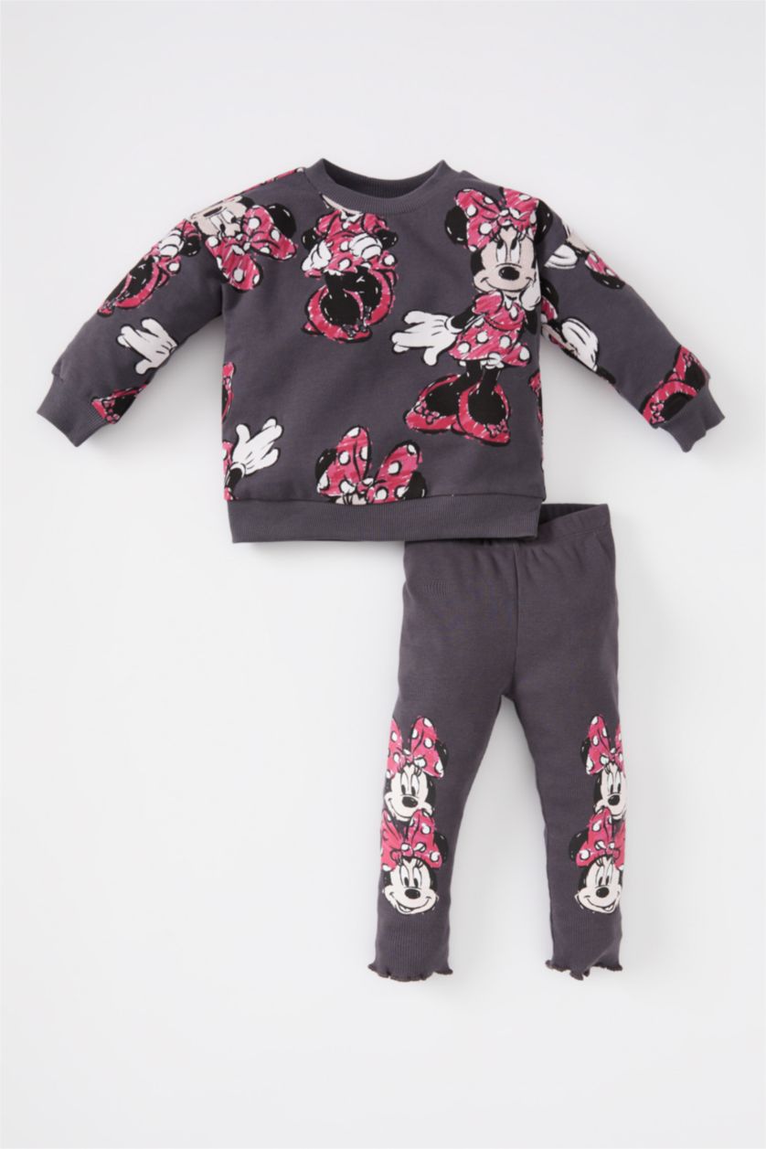 BABY GIRL Anthracite 2 piece Regular Fit Crew Neck Mickey & Minnie Licensed Set