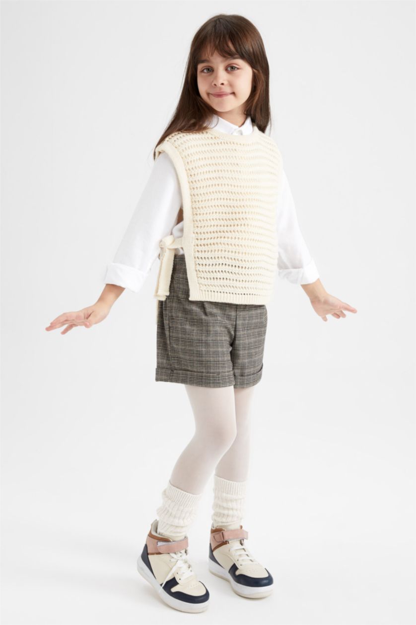 بنات بيج يلك صوف بناتي سليم فيت بياقة مستديرة