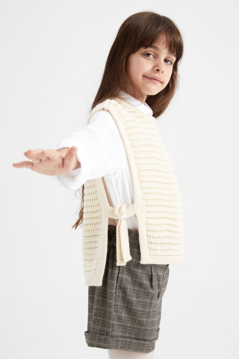 بنات بيج يلك صوف بناتي سليم فيت بياقة مستديرة