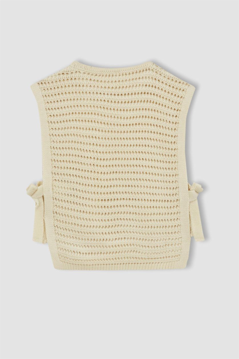 بنات بيج يلك صوف بناتي سليم فيت بياقة مستديرة