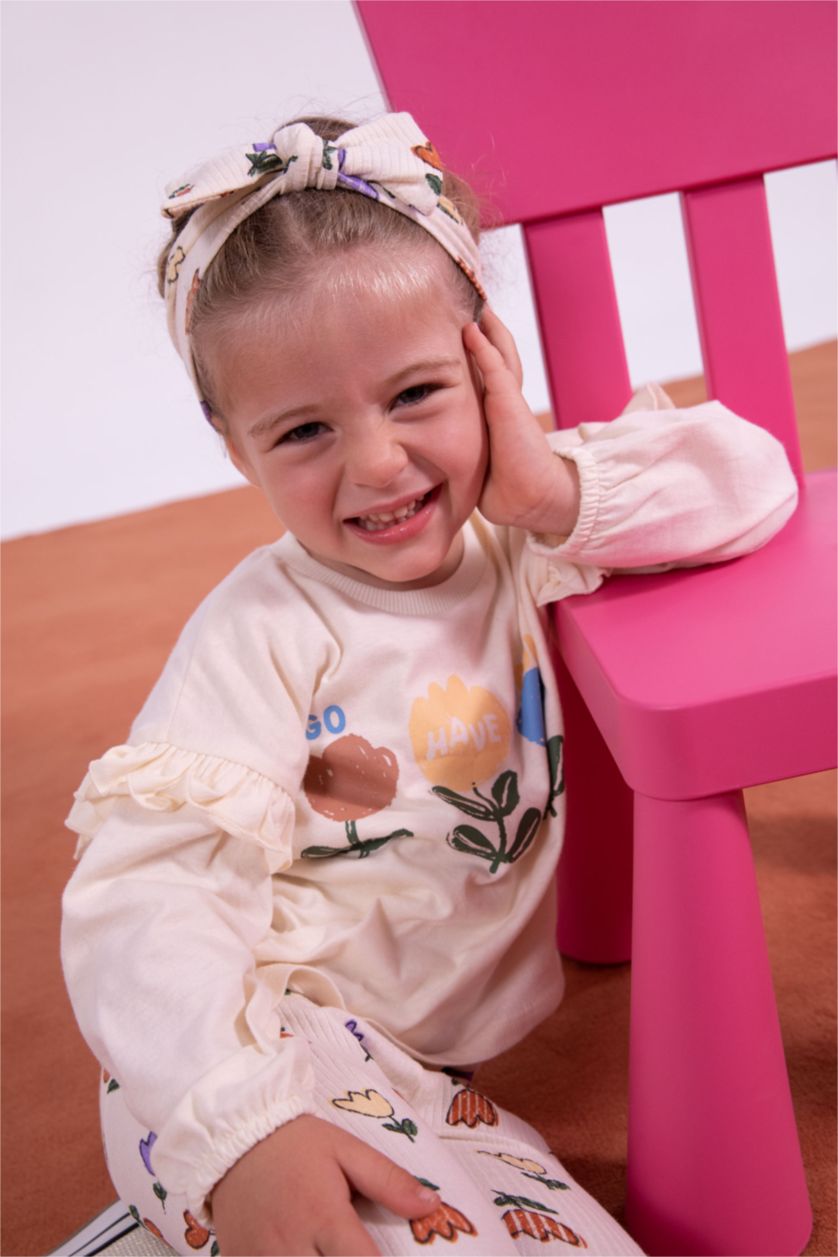 BÉBÉ FILLE Orange Ensemble En Tricot Col Ras Du Cou Fleur Manche Longue 3 BéBé Fille