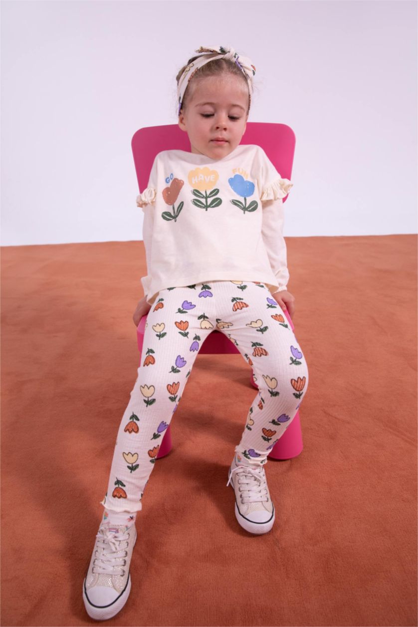 BÉBÉ FILLE Orange Ensemble En Tricot Col Ras Du Cou Fleur Manche Longue 3 BéBé Fille