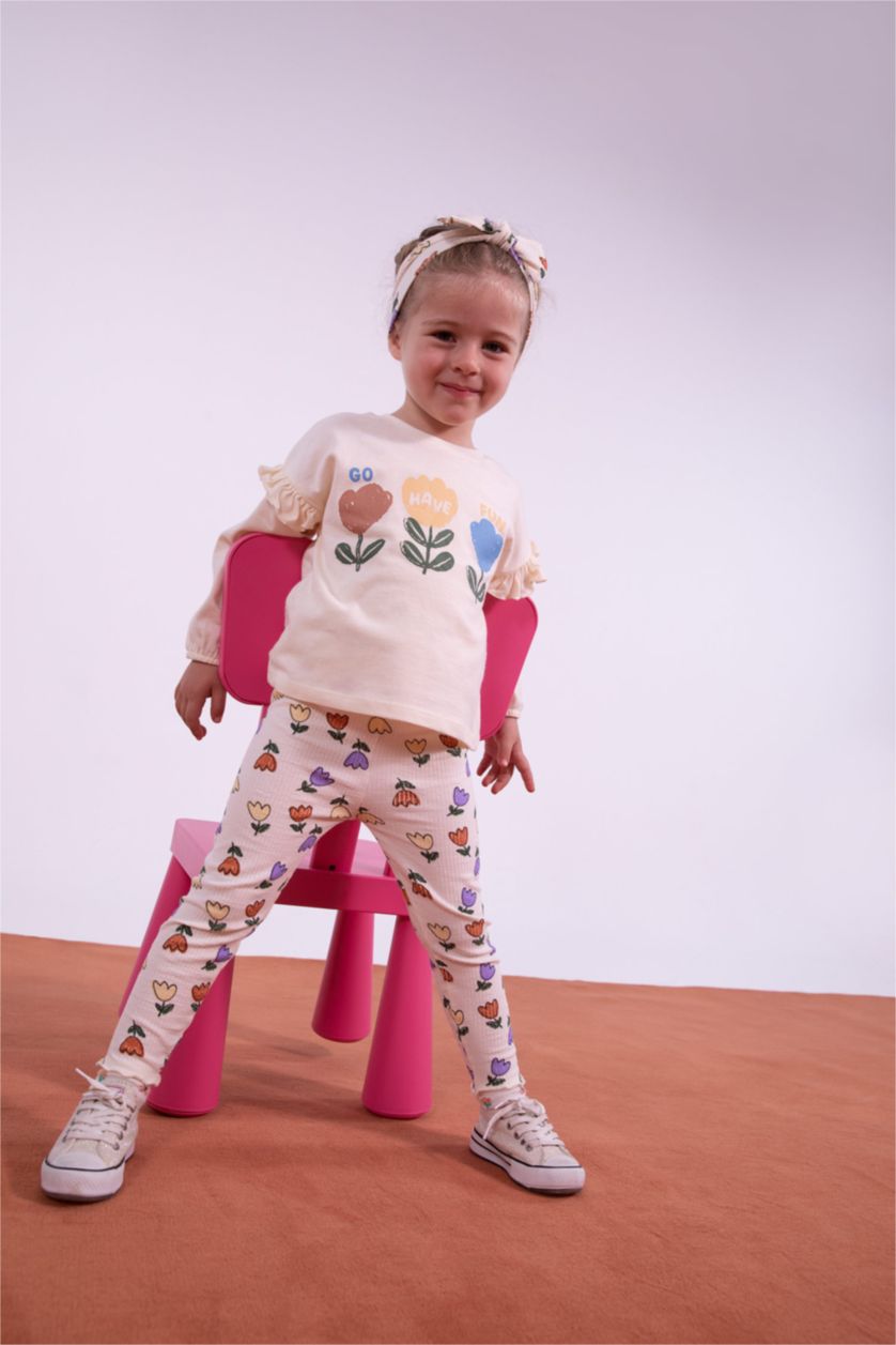 BÉBÉ FILLE Orange Ensemble En Tricot Col Ras Du Cou Fleur Manche Longue 3 BéBé Fille