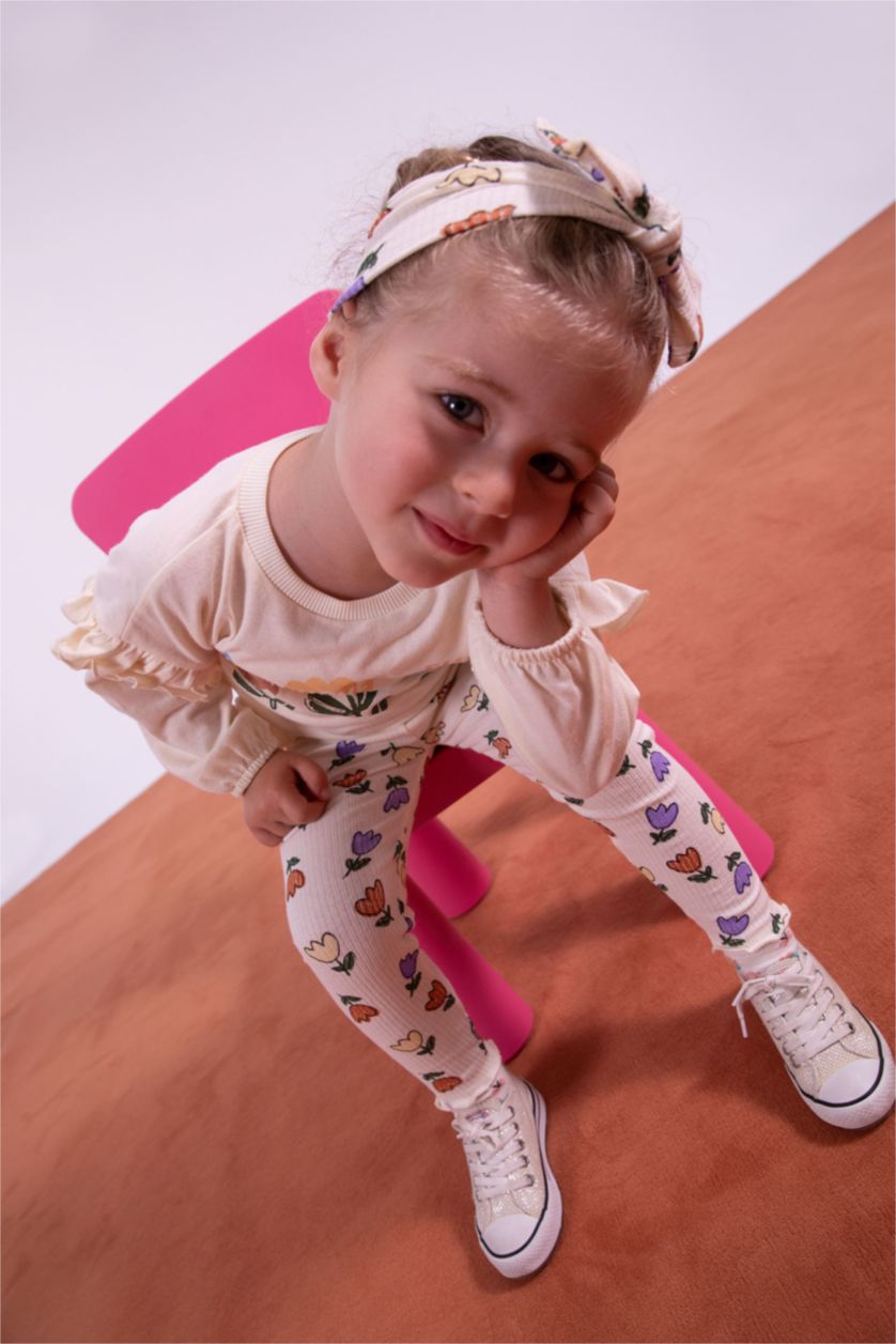 BÉBÉ FILLE Orange Ensemble En Tricot Col Ras Du Cou Fleur Manche Longue 3 BéBé Fille