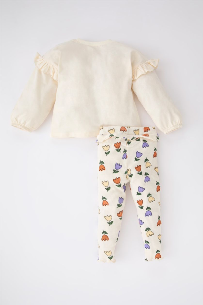 BÉBÉ FILLE Orange Ensemble En Tricot Col Ras Du Cou Fleur Manche Longue 3 BéBé Fille