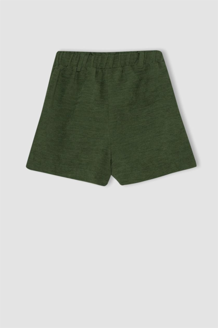 GIRLS & TEENS Dark Green Girl Velvet Shorts Socks Set - 2