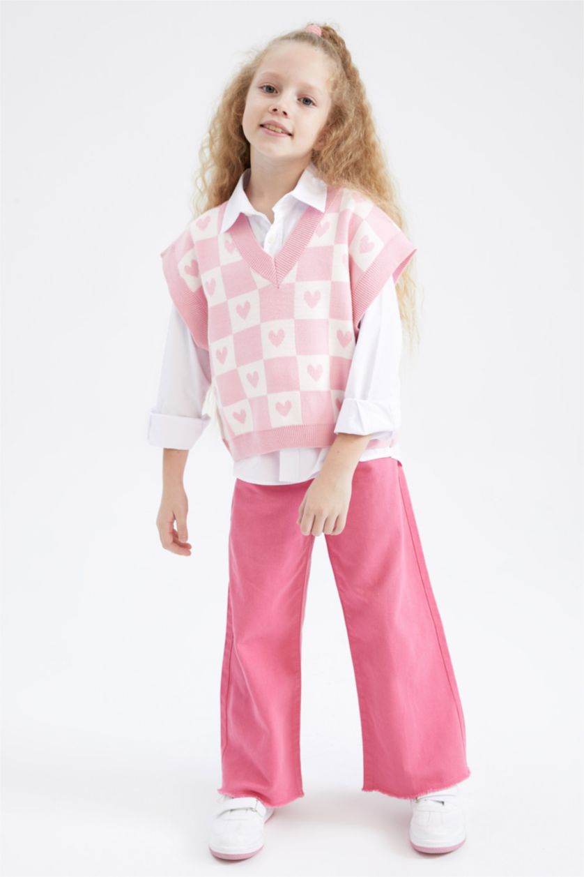 بنات زهري يلك صوف بناتي تريكو قصة عادية بياقة V