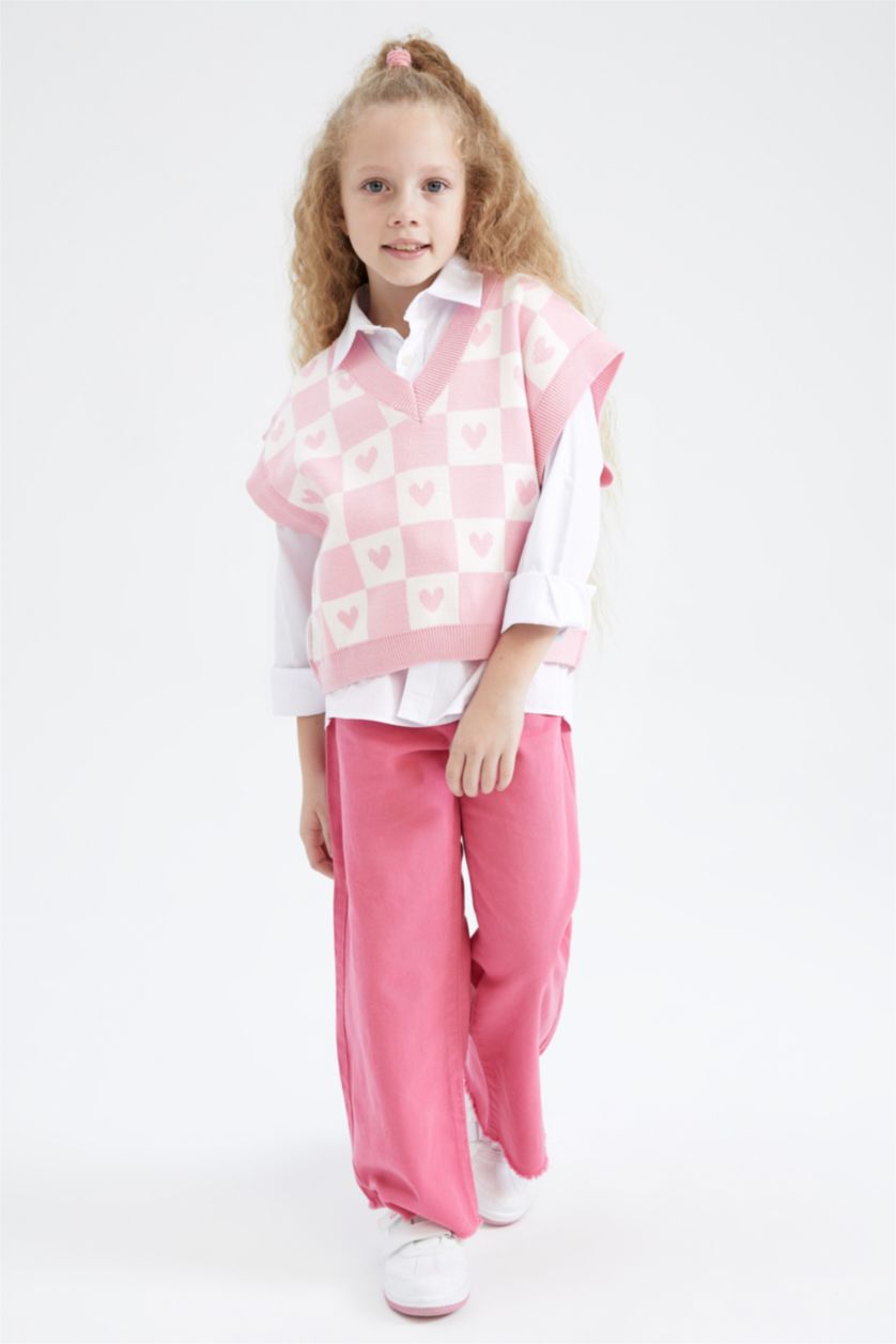 بنات زهري يلك صوف بناتي تريكو قصة عادية بياقة V