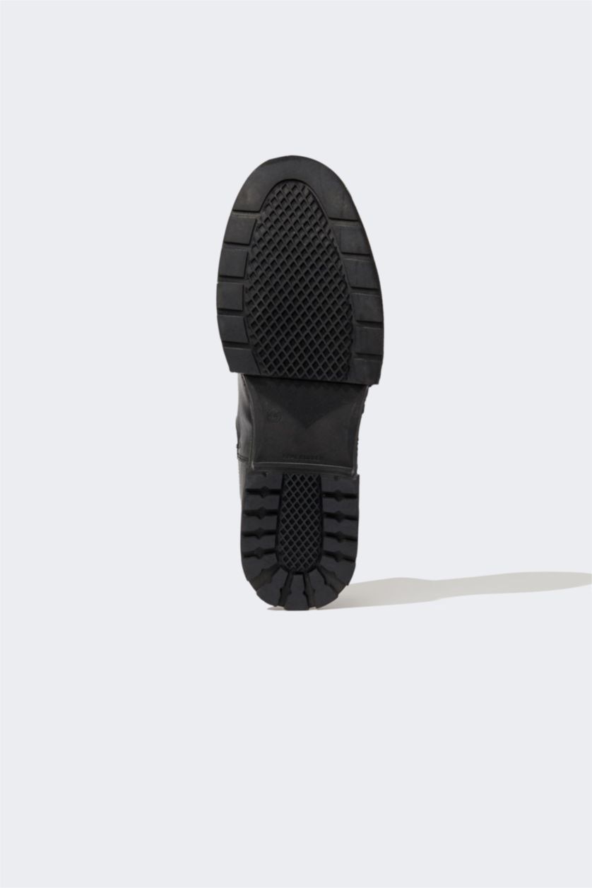 Erkek Siyah Erkek Yüksek Taban Suni Deri Bot