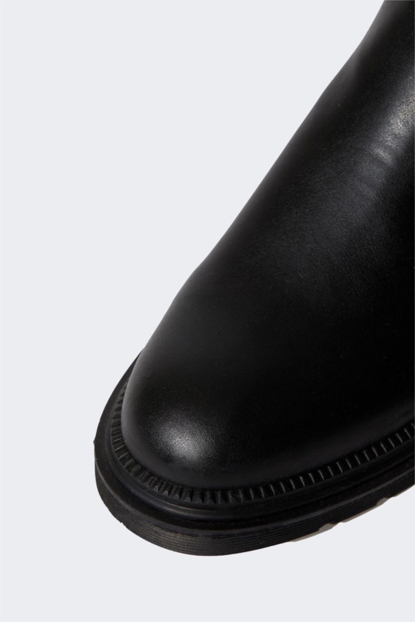 Erkek Siyah Erkek Yüksek Taban Suni Deri Bot