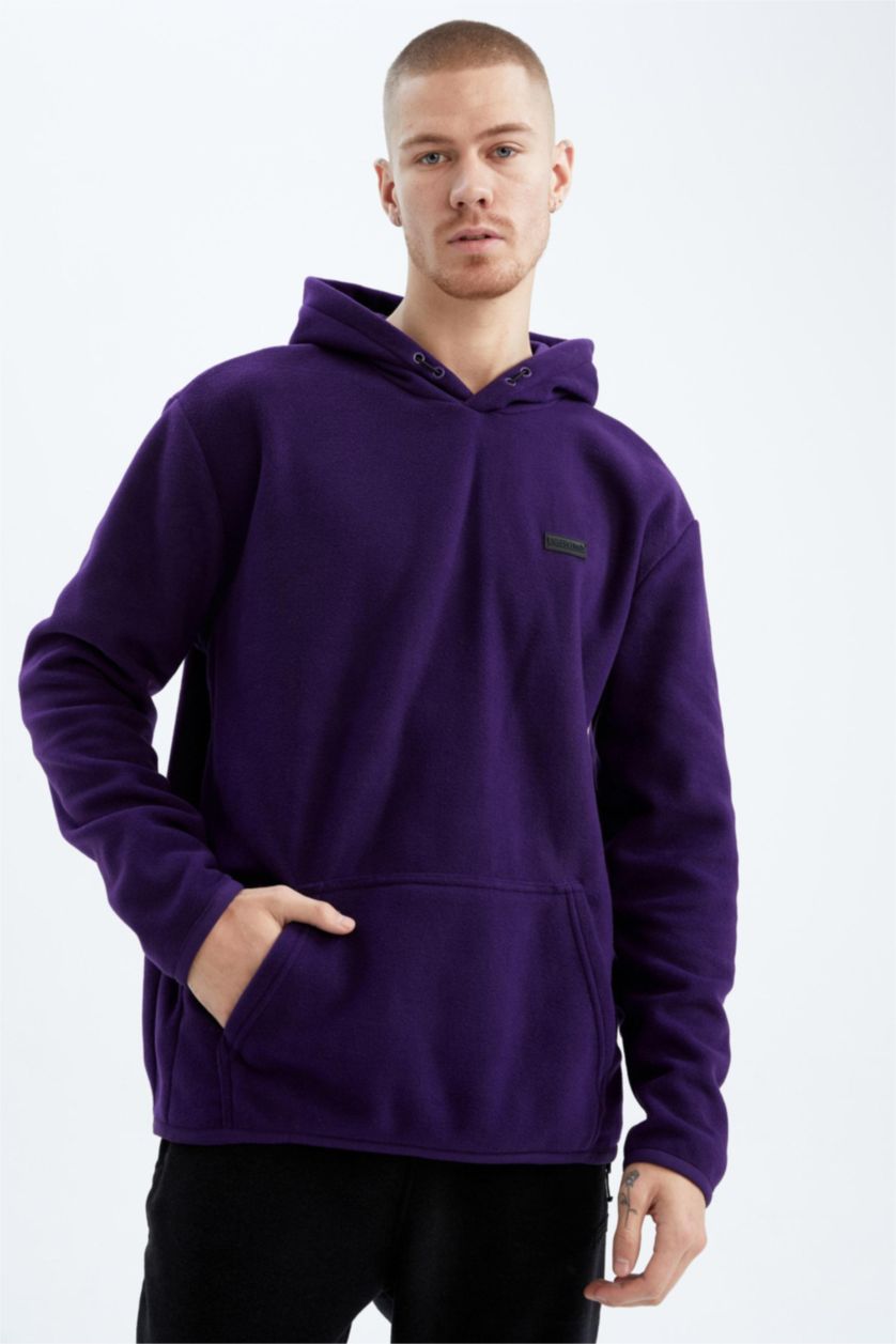 HOMME Violet Sweat- Shirt Coupe standard À capuche Manche Longue
