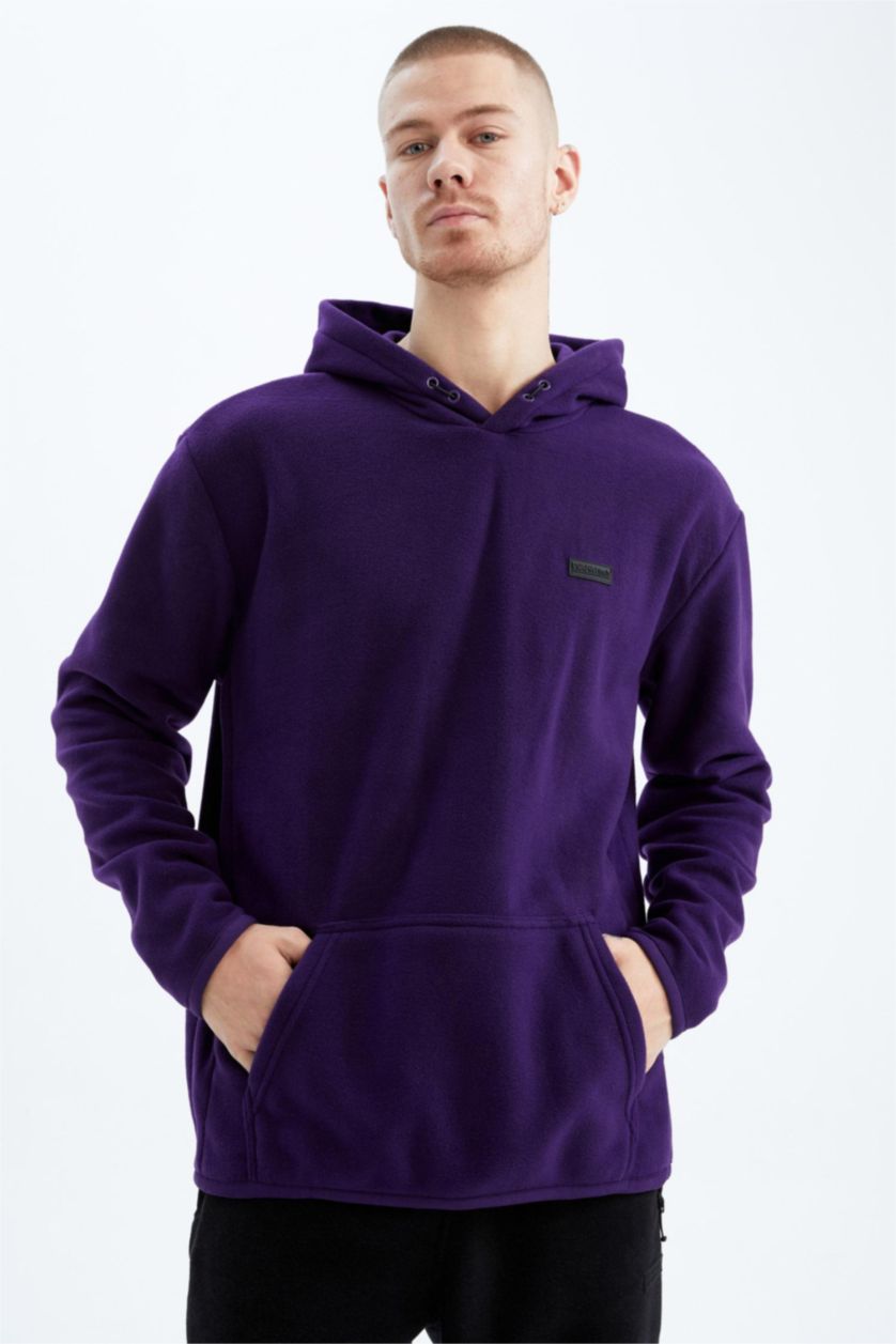HOMME Violet Sweat- Shirt Coupe standard À capuche Manche Longue