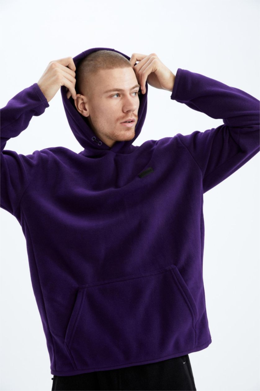 HOMME Violet Sweat- Shirt Coupe standard À capuche Manche Longue