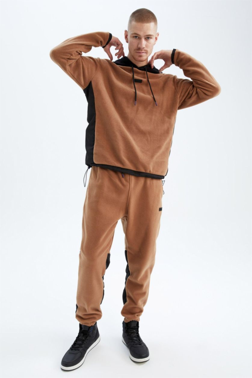 HOMME Marron Sweat- Shirt Coupe standard À capuche Manche Longue