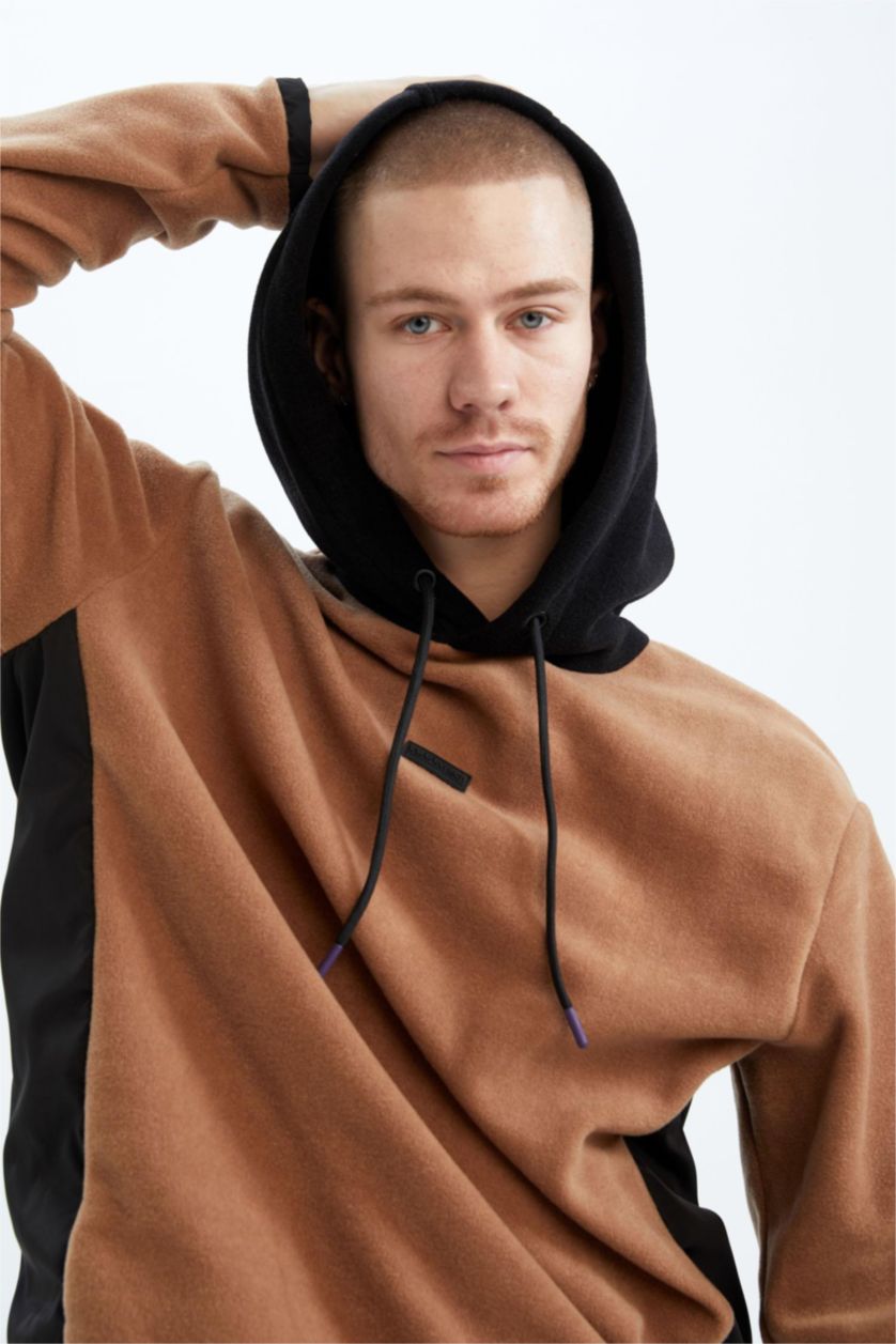 HOMME Marron Sweat- Shirt Coupe standard À capuche Manche Longue