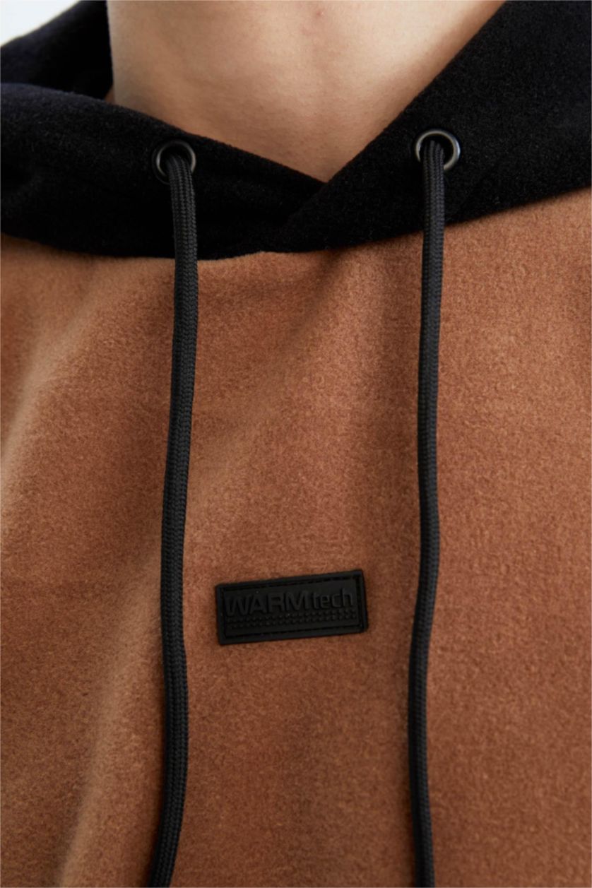 HOMME Marron Sweat- Shirt Coupe standard À capuche Manche Longue