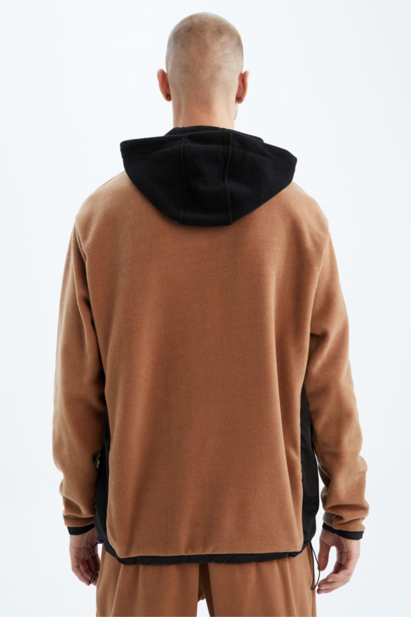 HOMME Marron Sweat- Shirt Coupe standard À capuche Manche Longue