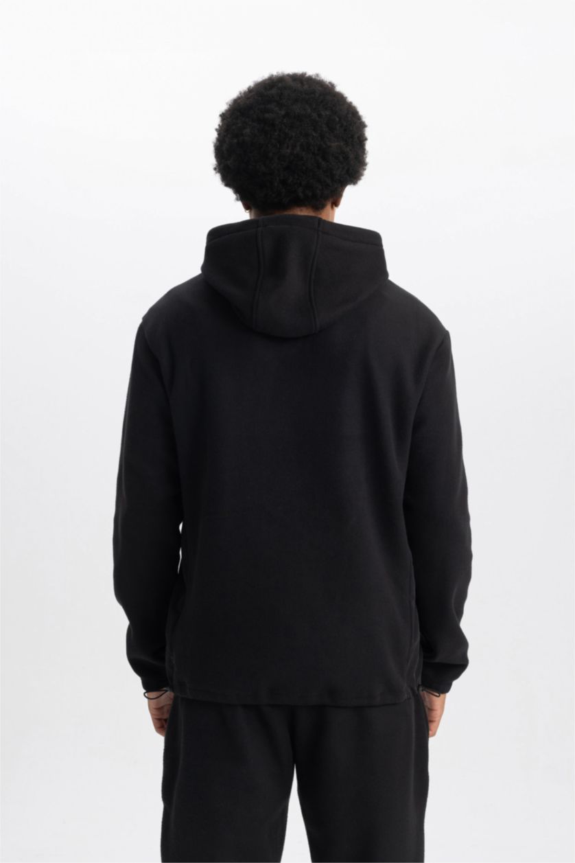 MAN Black DeFactoFit Standard Fit Hooded Fleece Sweatshirt