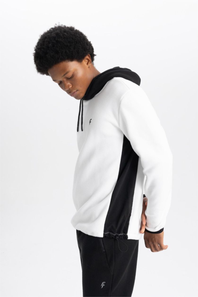 رجالي بيج فاتح سويت شيرت قطيفة قصة عادية بكابيشون من DeFactoFit