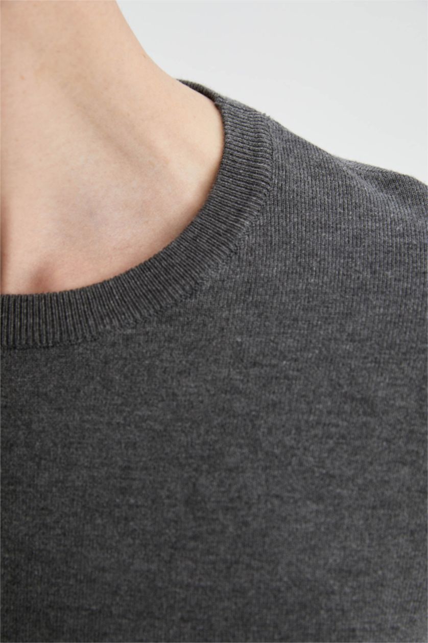 Men Anthracite Regular Fit Knitwear Pullover