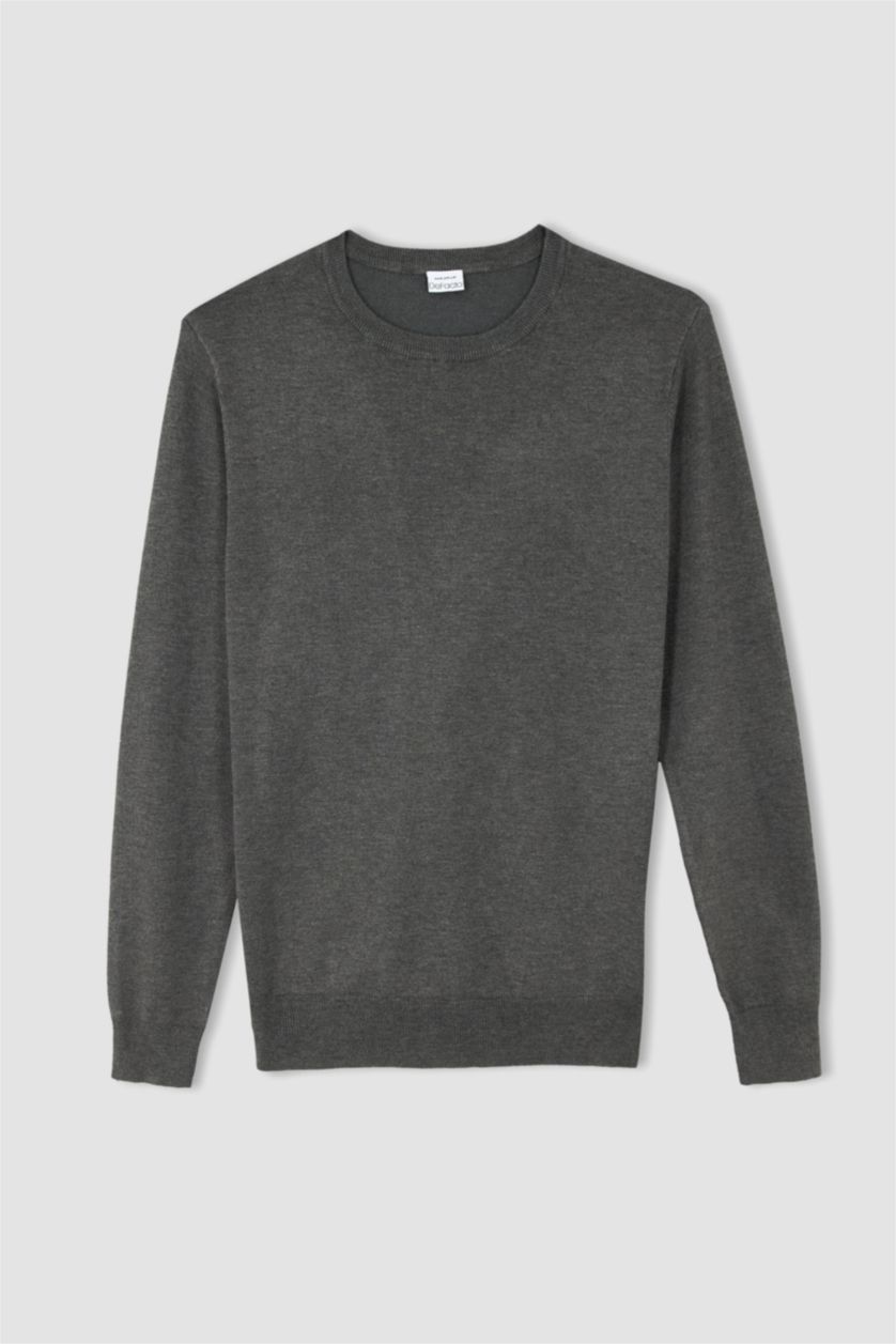 Men Anthracite Regular Fit Knitwear Pullover