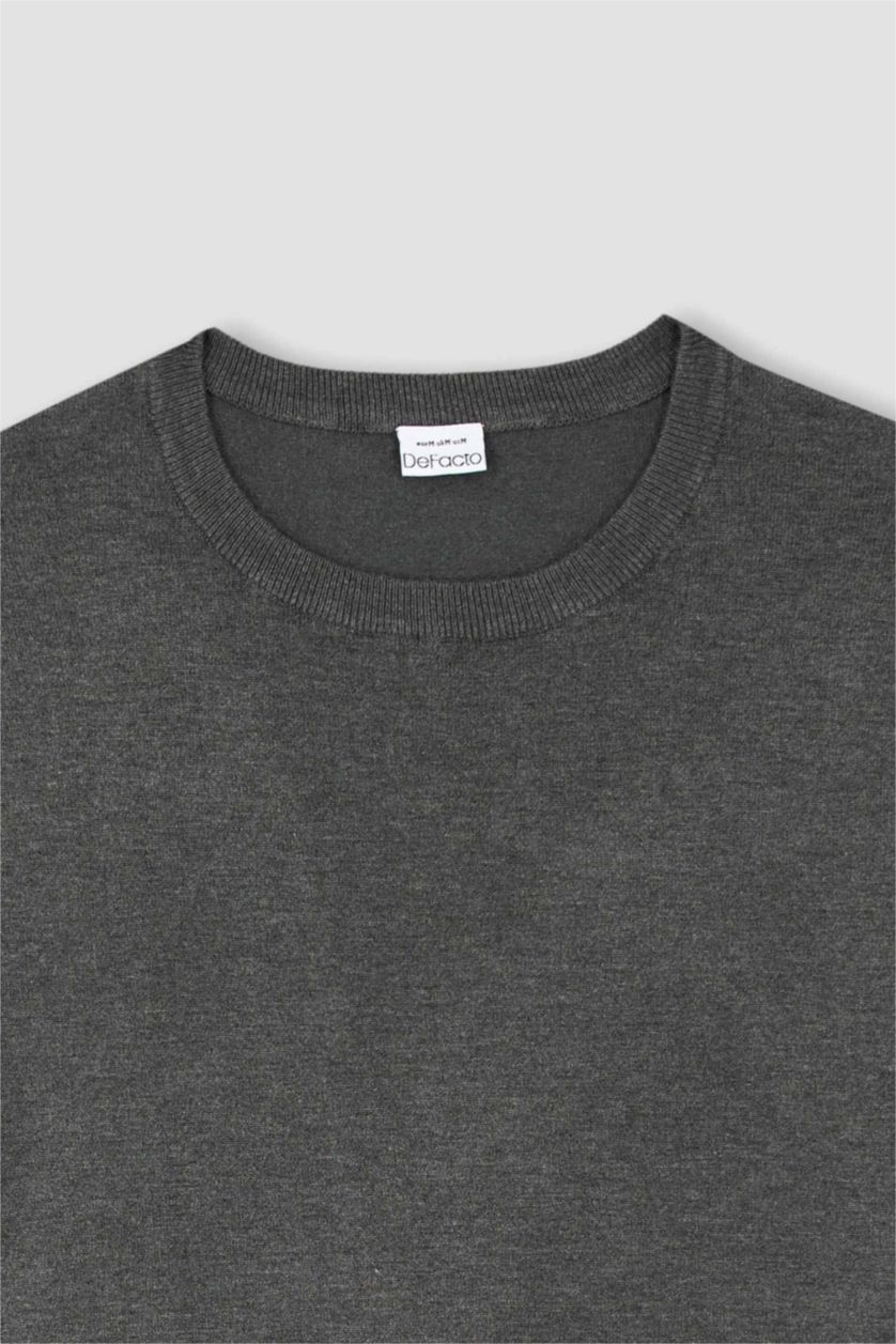 Men Anthracite Regular Fit Knitwear Pullover