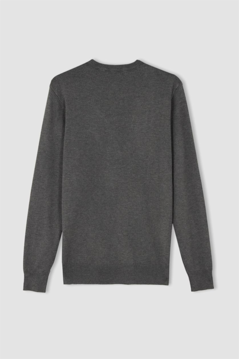 Men Anthracite Regular Fit Knitwear Pullover