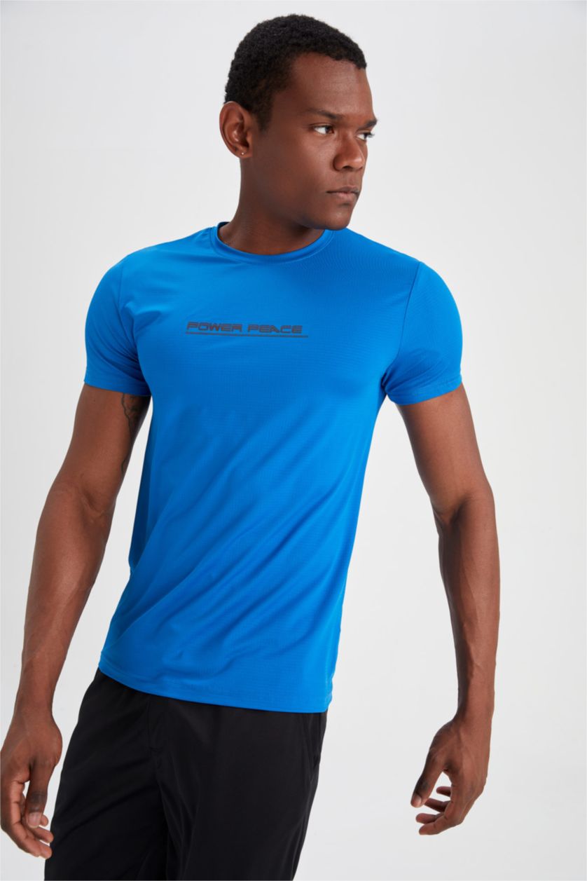 Erkek Saks Slım Fıt Kısa Kollu Tişört