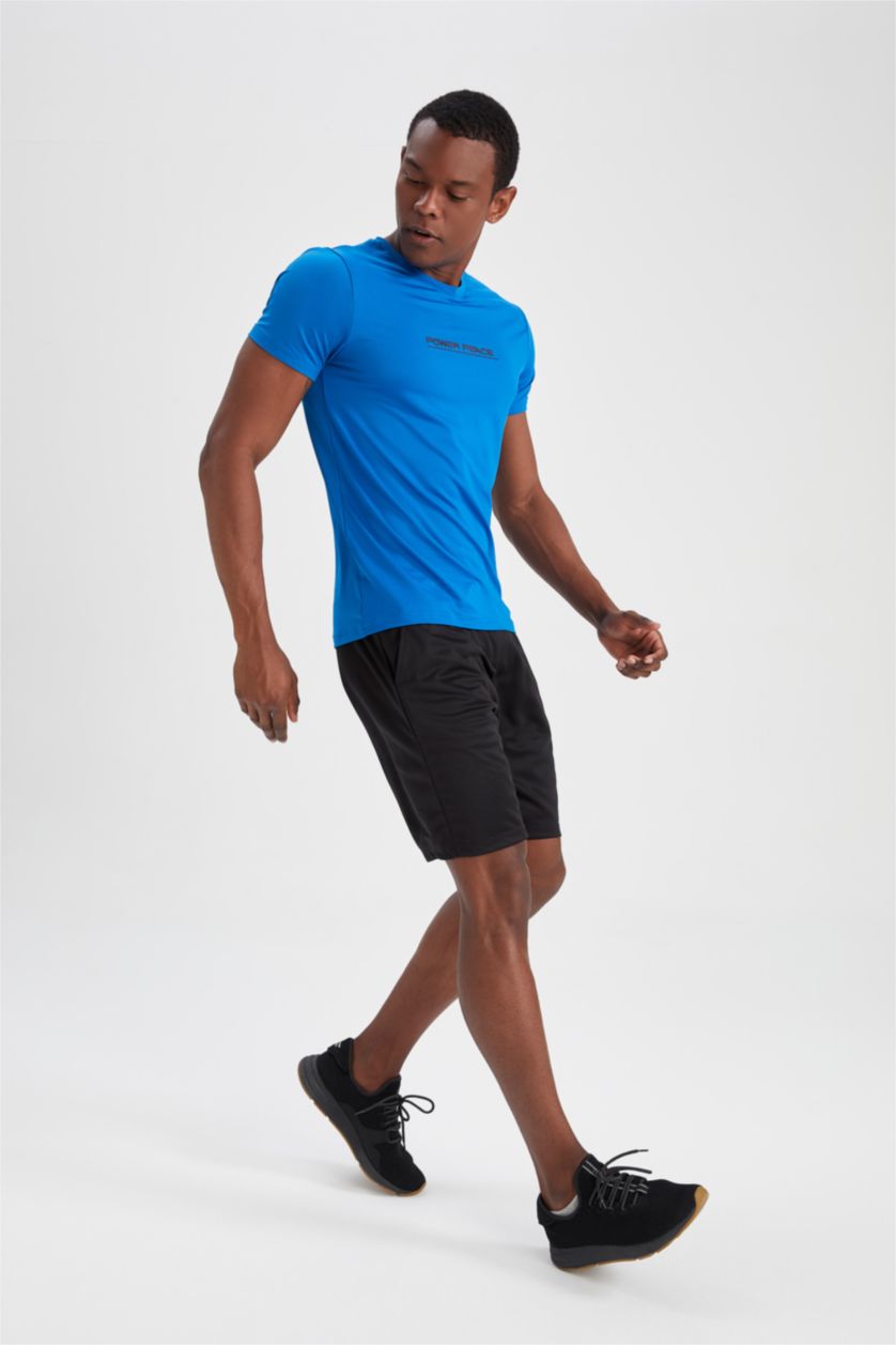 Erkek Saks Slım Fıt Kısa Kollu Tişört