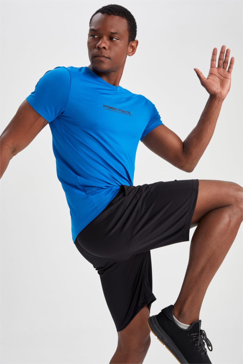 Erkek Saks Slım Fıt Kısa Kollu Tişört