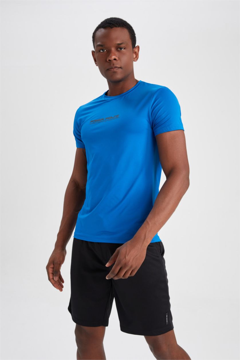 Erkek Saks Slım Fıt Kısa Kollu Tişört