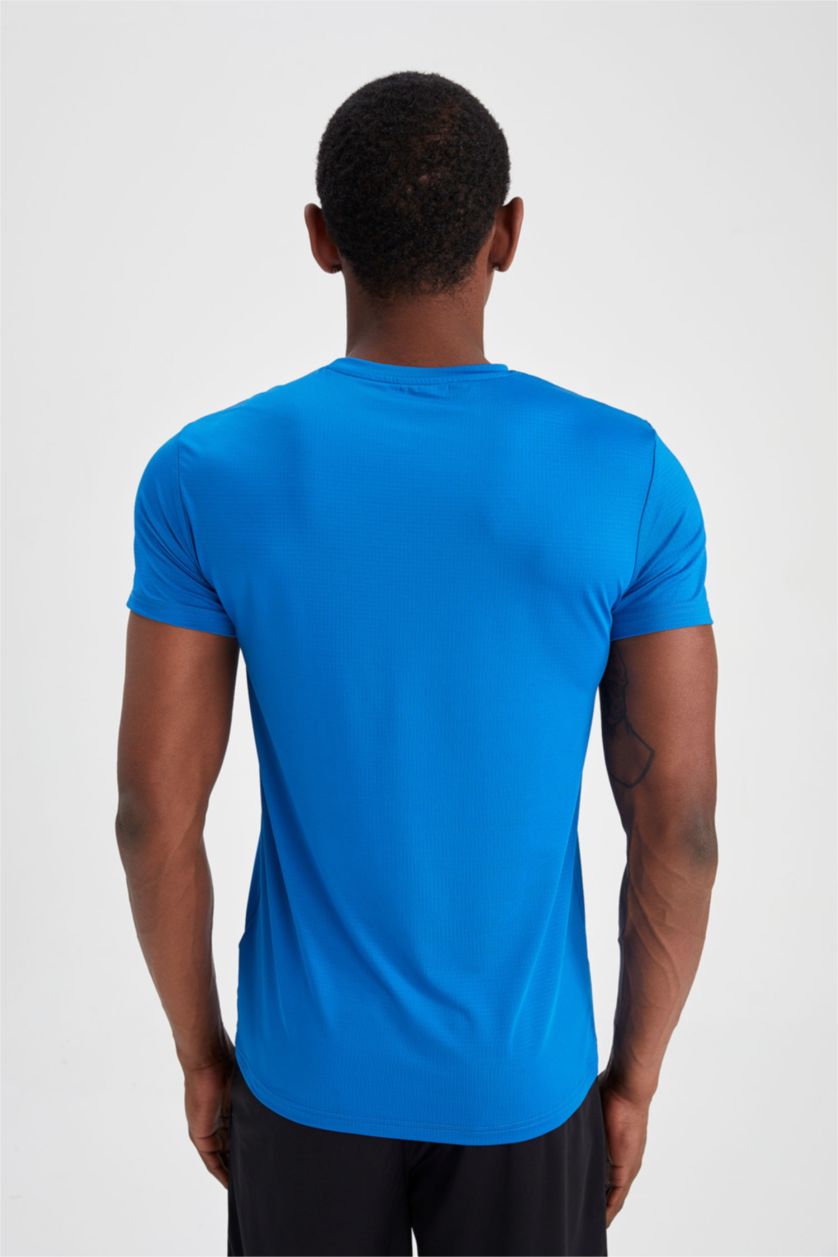 Erkek Saks Slım Fıt Kısa Kollu Tişört