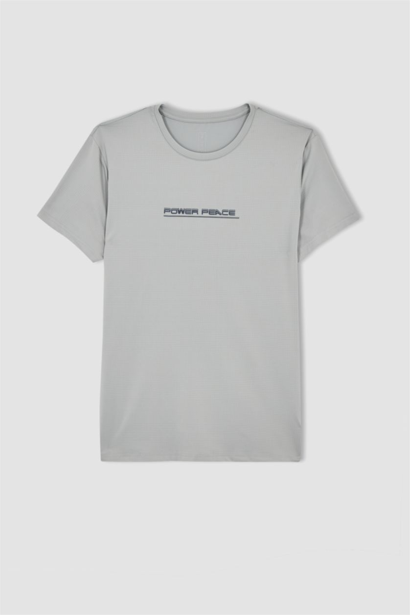 HOMME Gris Defacto Fit T-Shirt De Sport À Col Ras Du Cou Coupe Slim