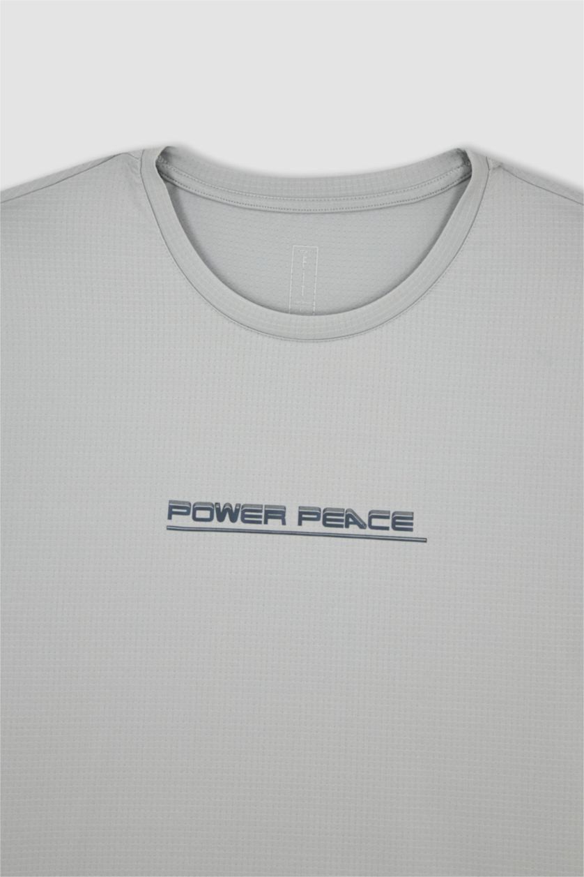 HOMME Gris Defacto Fit T-Shirt De Sport À Col Ras Du Cou Coupe Slim