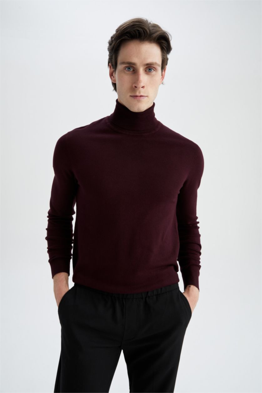 Erkek Bordo Regular Fıt Triko Kazak