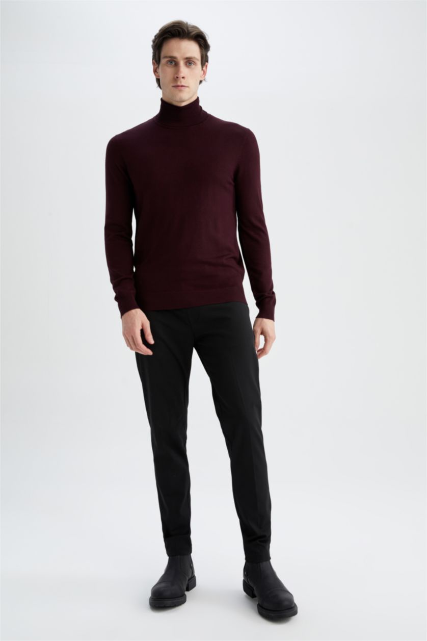 Erkek Bordo Regular Fıt Triko Kazak