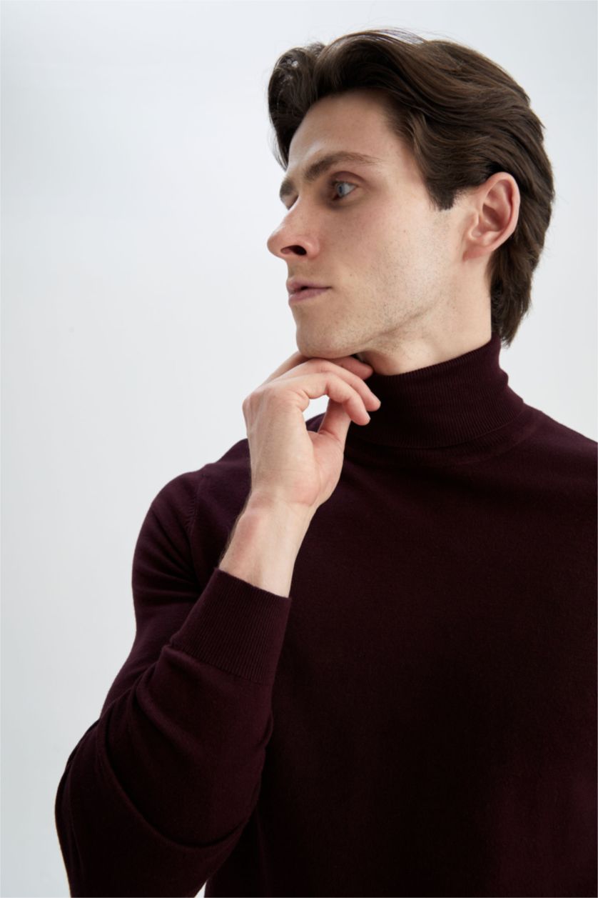 Erkek Bordo Regular Fıt Triko Kazak