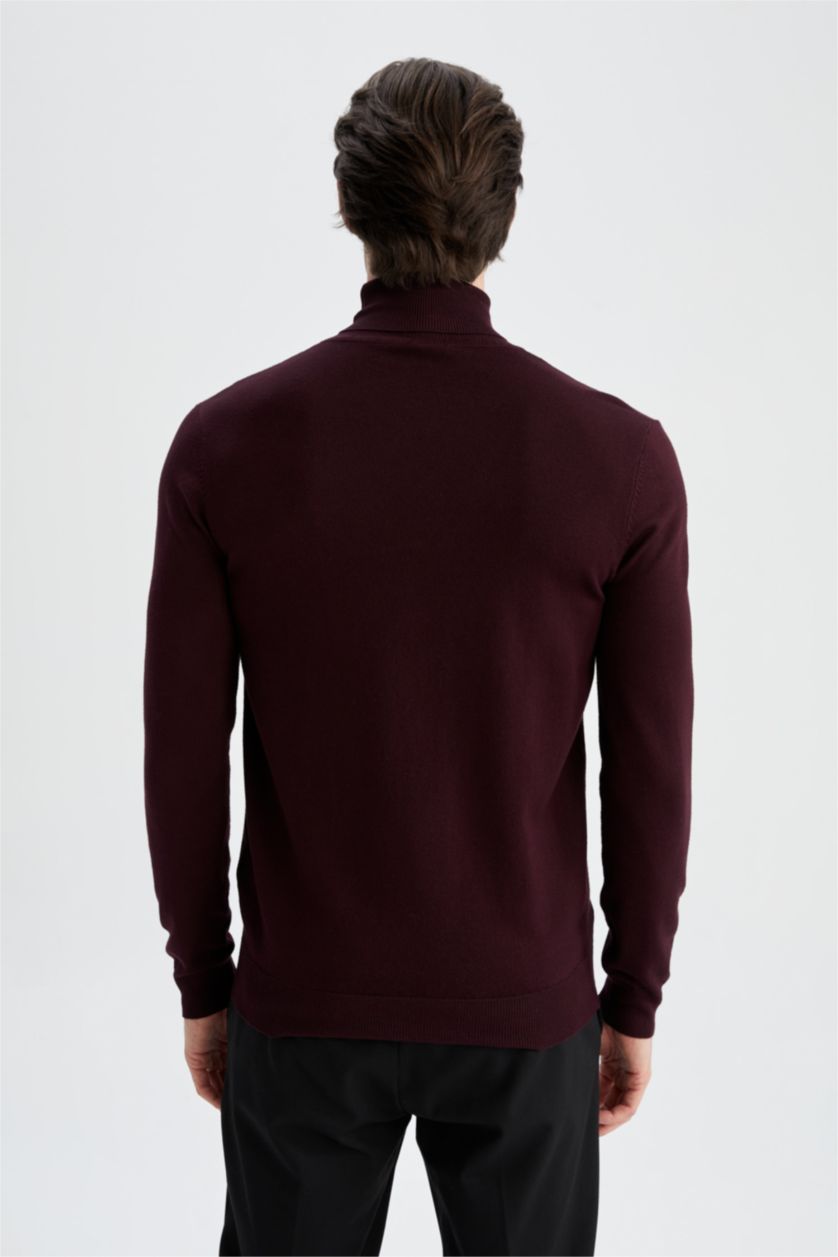 Erkek Bordo Regular Fıt Triko Kazak