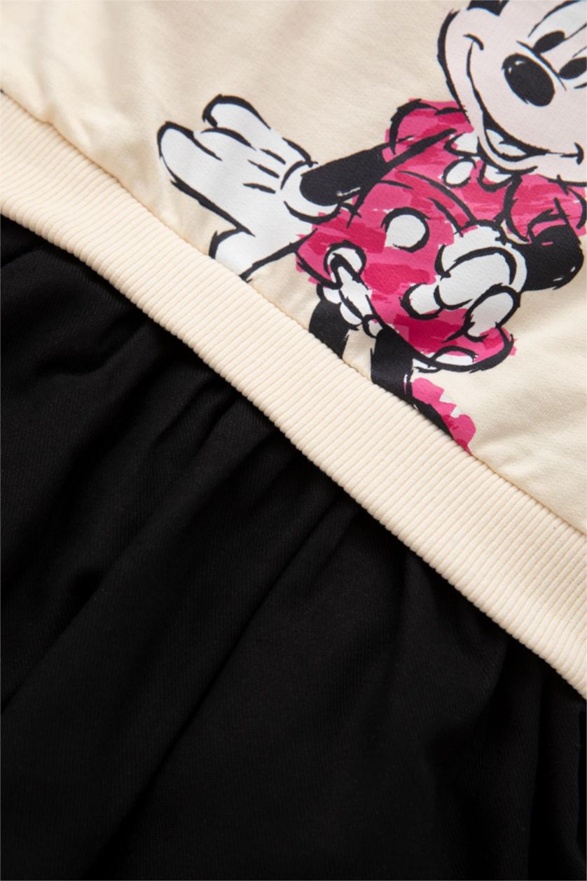 BÉBÉ FILLE Beige Robe En Tricot Tissu Sweat Fin Col Ras Du Cou Manche Longue Mickey & Minnie (Standard Characters)