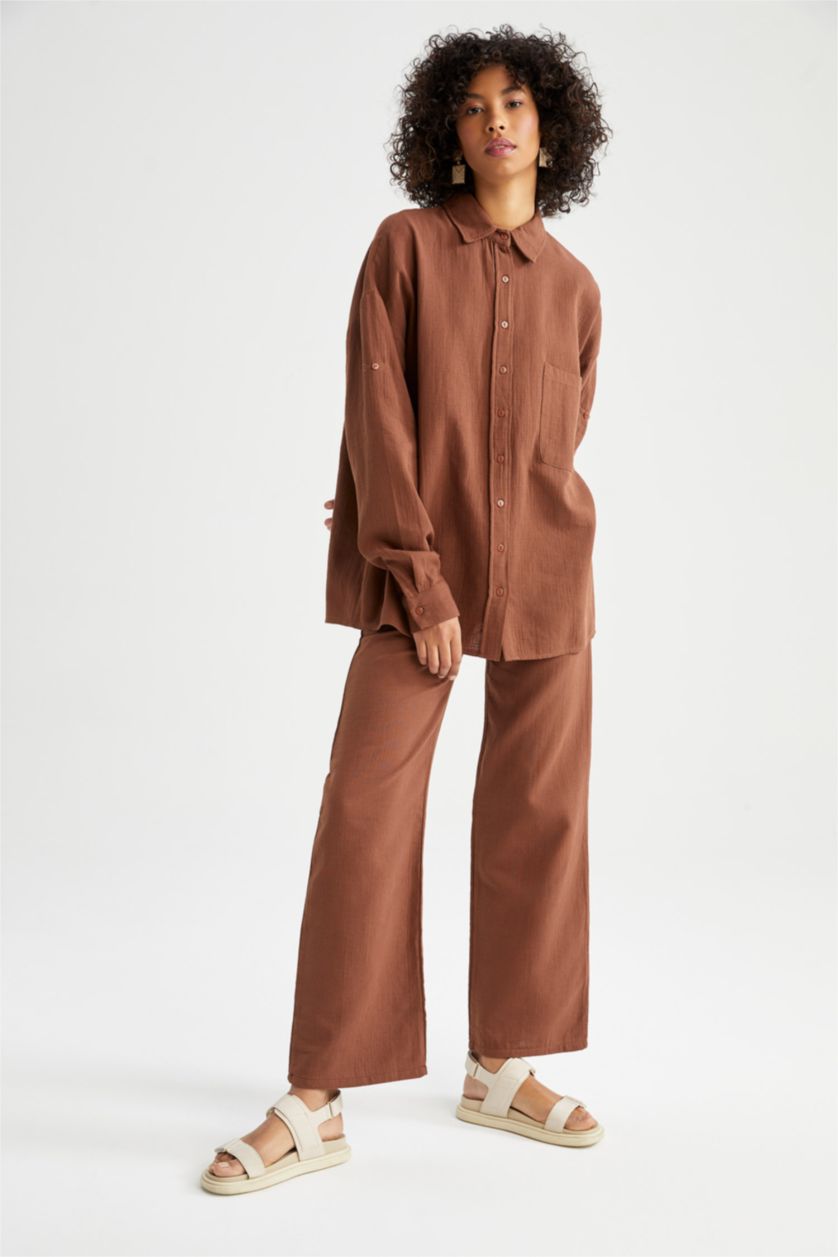 Kadın Kahve A Kesim Uzun Kollu Tunik