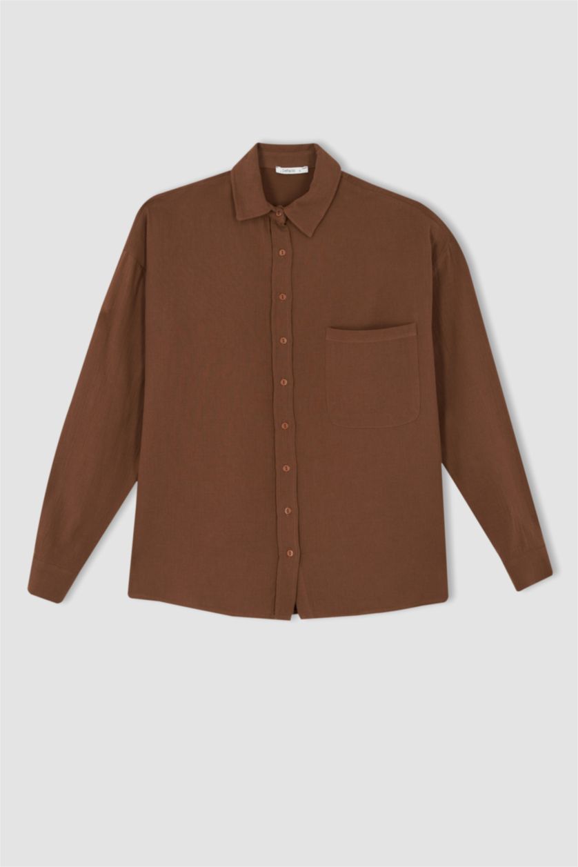 Kadın Kahve A Kesim Uzun Kollu Tunik