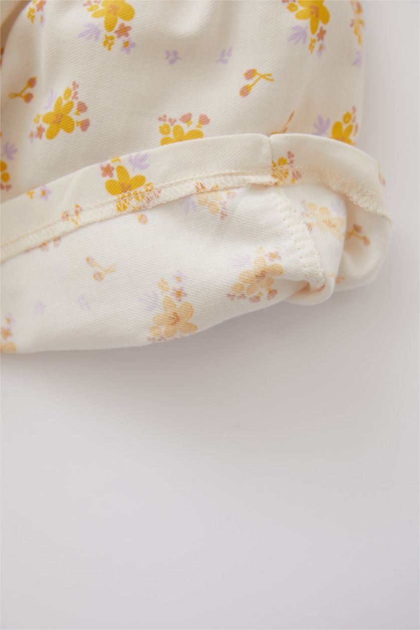BABY GIRL Beige Regular Fit Flower Long Sleeve Woven Dress