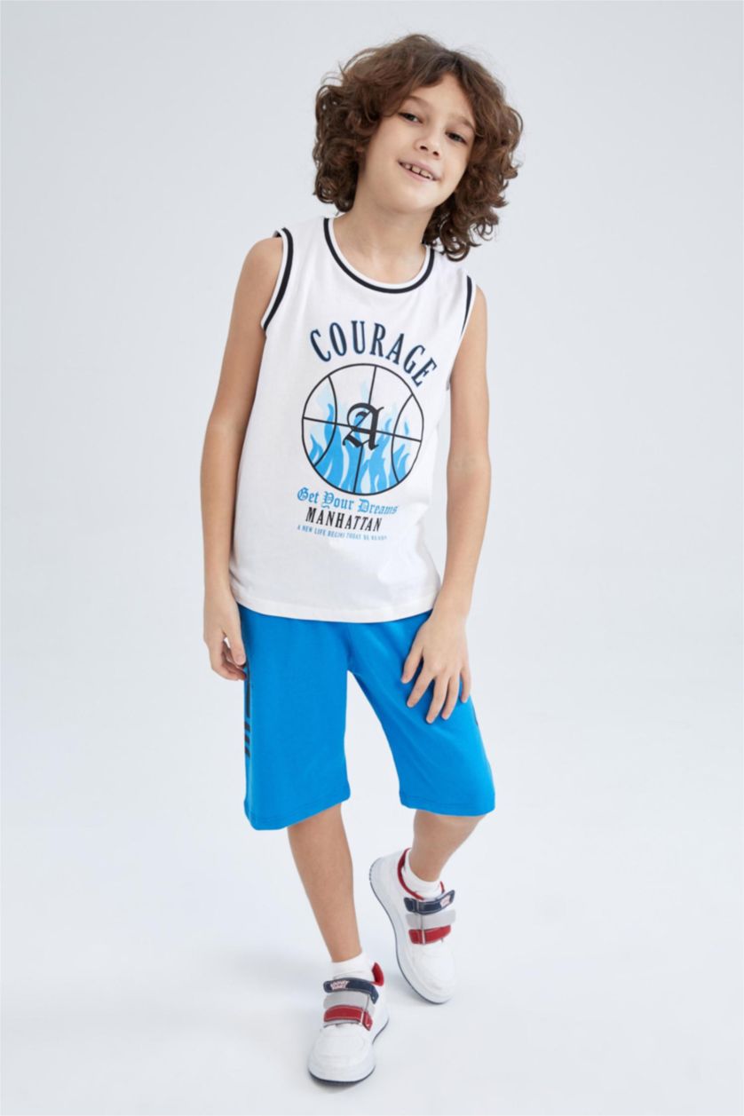 أولادي أبيض تيشيرت كت اولادي قصة عادية برقبة مستديرة