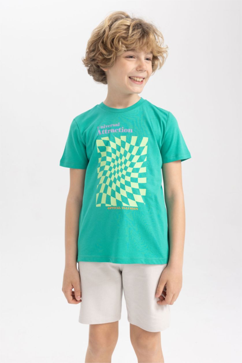 BOYS & TEENS Green Regular Fit Short Sleeve T-Shirt